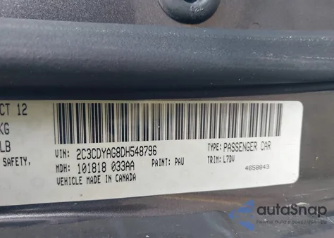 2013 Dodge Challenger Sxt из США, поврежденный, VIN 2C3CDYAG8DH548796